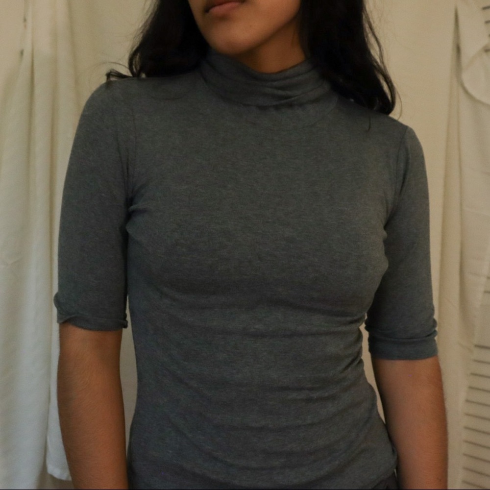 Deep Grey Turtleneck Blous
